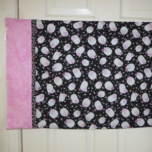 Handcrafted White sheep on black Pillowcase